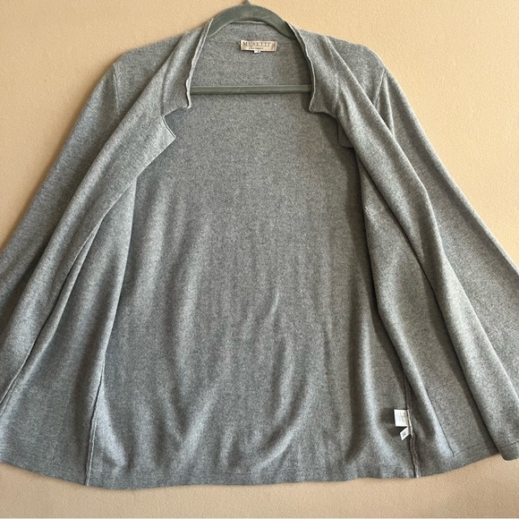 Maglificio Musetti GrayMade in Italy Cashmere Silk Wool Blend Cardigan in 5 or L - Picture 5 of 16